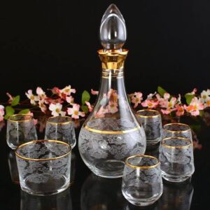 Turkish Water Set – 8-Piece Glass Set with Wooden Moon Cork