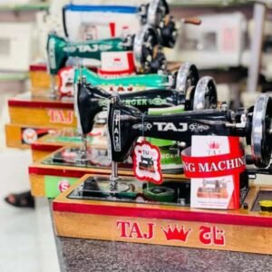 TAJ Premium Metallic Emerald Green Sewing Machine – Heavy Duty Domestic Tailoring Machine with Wooden Base