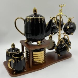 Premium Tea Set – Cups, Saucers, Kettle, Sugar Pot, Milk Pot & Stand