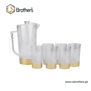 Luxury Turkish Water Set – Gold Plated Jug & 6 Glasses with Crystal Holder