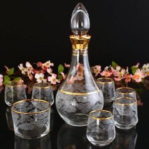 Turkish Water Set – 8-Piece Glass Set with Wooden Moon Cork